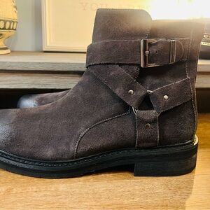 Men's Suede Buckle Ankle Boots - Brown